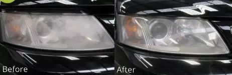 Headlight restoration example.